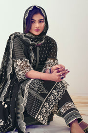 Black Pure Organdy Khadi Block Print With Fancy Embroidery Designer Dress